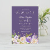 Champagne Roos Purple Flowers Vow-verlenging uitno Kaart (Staand voorkant)