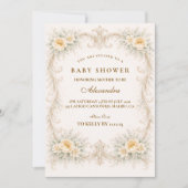 Champagne Rose Baroque Baby Shower Kaart (Voorkant)