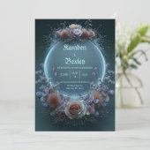 Champagne Rose Celestial Neon Garden Wedding Kaart (Staand voorkant)