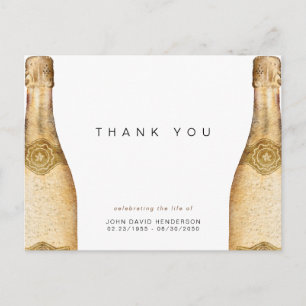 Champagne rouwkaart dank je wel briefkaart