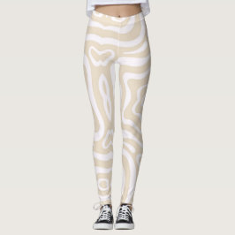 Champagne roze Abstract golfpatroon Leggings