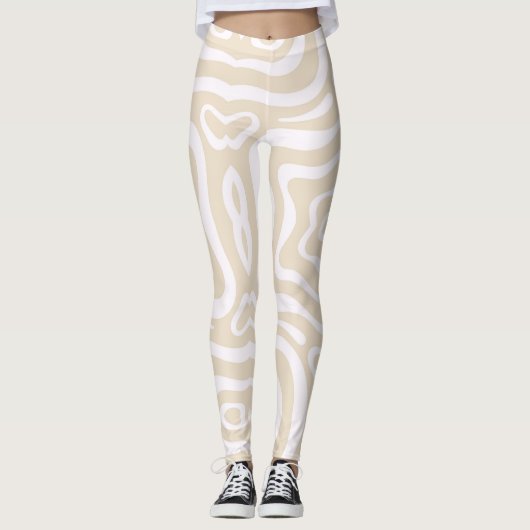Champagne roze Abstract golfpatroon Leggings (Voorkant)
