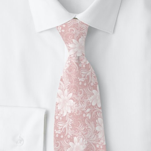 Champagne Roze Bloem Batik Stropdas