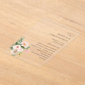 Champagne & Roze Bloemen Huwelijksceremonie Progra Acryl Uitnodigingen (Laagn)