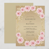 Champagne Roze Bloesem Bruiloft Kaart (Voorkant / Achterkant)