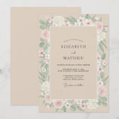 Champagne Roze Blos Petal Bruiloft Kaart (Voorkant / Achterkant)