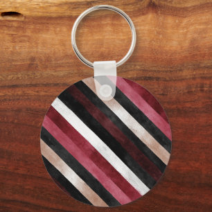 Champagne Roze Bourgogne Zwarte Strepen Sleutelhanger