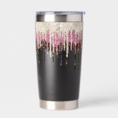 Champagne Roze Chocolade Ice Cream Glitter Druppel Geïsoleerde Drinkbeker (Links)