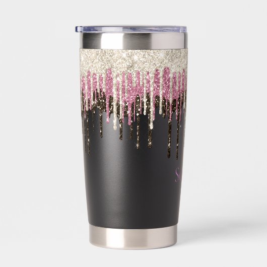 Champagne Roze Chocolade Ice Cream Glitter Druppel Geïsoleerde Drinkbeker (Rechts)