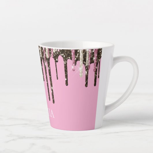 Champagne Roze Chocolade Ice Cream Glitter Druppel Latte Mok (Rechts)