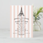 Champagne Roze Eiffeltoren Trouw Bruiloft Kaart (Staand voorkant)