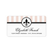 Champagne Roze Franse Fleur De Lis Adres Etiket (Voorkant)