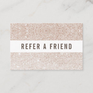 Champagne roze glitter Salon Referral Klant Visitekaartje