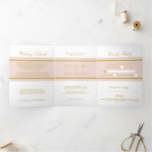 Champagne Roze & Goud Moderne Trouwsuite Drieluik Uitnodiging (Binnen)