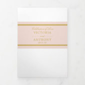 Champagne Roze & Goud Moderne Trouwsuite Drieluik Uitnodiging (Cover)