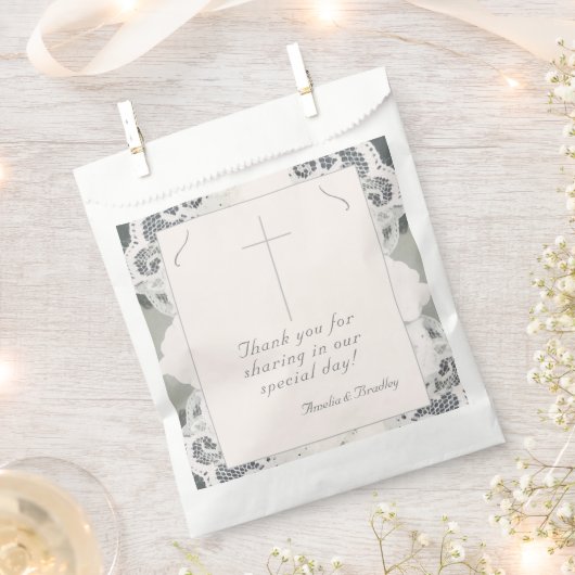 Champagne-roze kant bruiloft bedankzakje (Geknipt)