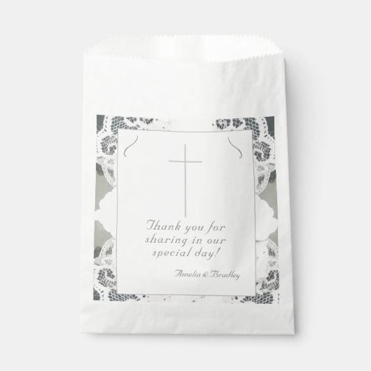 Champagne-roze kant bruiloft bedankzakje (Voorkant)