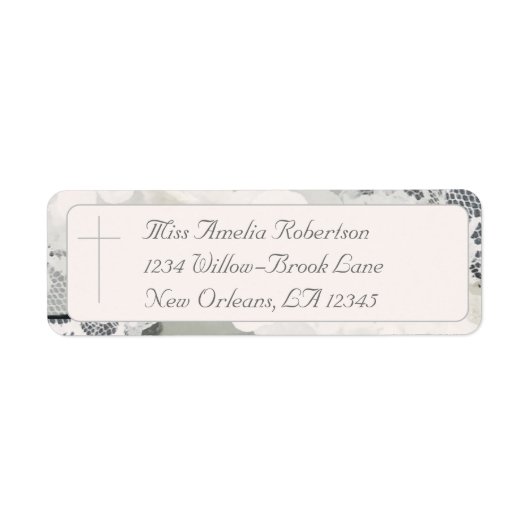 Champagne-roze kant bruiloft etiket (Voorkant)