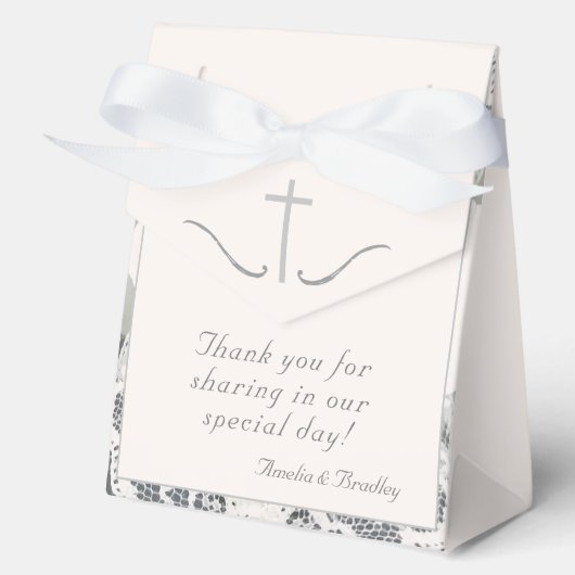 Champagne-roze kant bruiloft gunstbox bedankdoosjes (Voorkant)