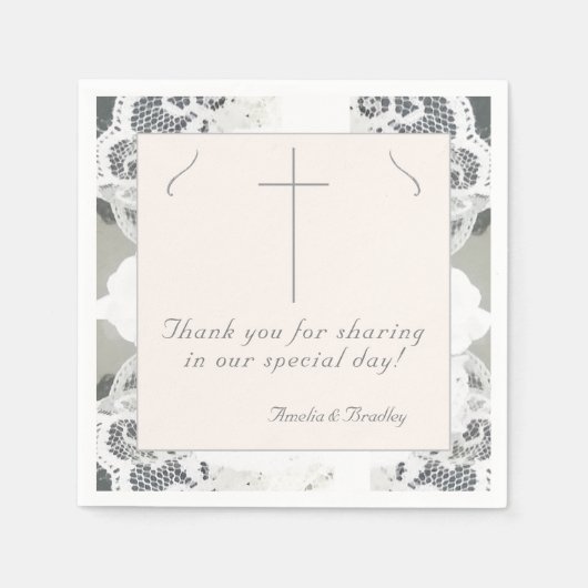 Champagne-roze kant bruiloft servet (Voorkant)