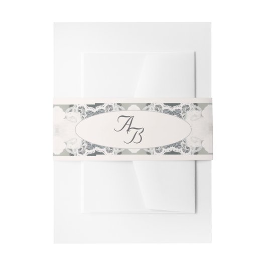 Champagne-roze kant bruiloft uitnodigingen wikkel (Voorkant Voorbeeld)