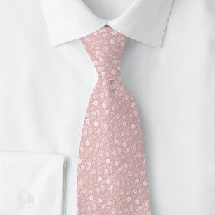 Champagne Roze Kleine Bloemen Stropdas