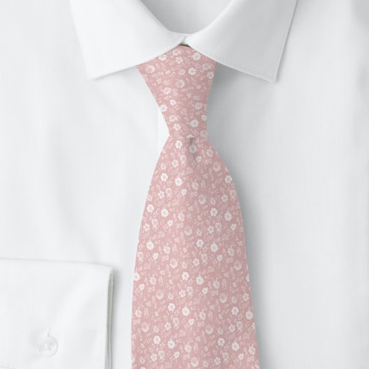 Champagne Roze Kleine Bloemen Stropdas