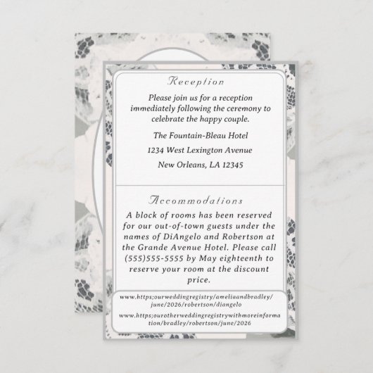 Champagne Roze Lace Wedding Enclosure Kaart (Voorkant / Achterkant)