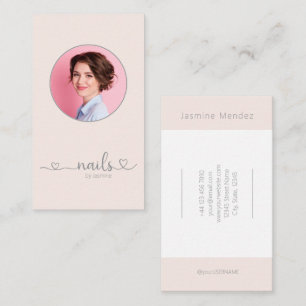 Champagne Roze Minimalistische Script Lettertype N Visitekaartje