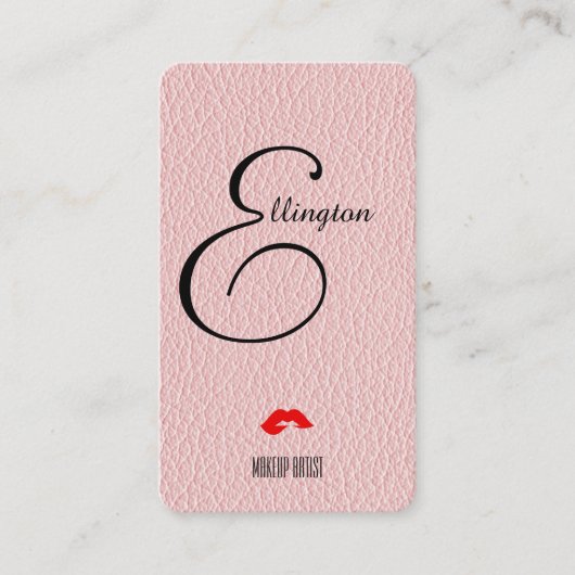 Champagne Roze Mock Leather Instagram Style Visitekaartje (Voorkant)