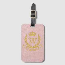 Champagne Roze Mock Leather met Monogram Crest Bagagelabel