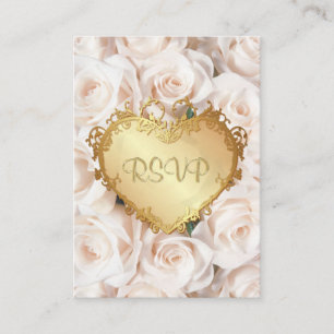 Champagne Roze Rose Bloemen Bruiloft RSVP Informatiekaartje