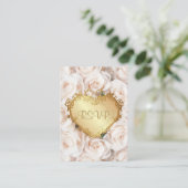 Champagne Roze Rose Bloemen Bruiloft RSVP Informatiekaartje (Staand voorkant)