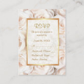 Champagne Roze Rose Bloemen Bruiloft RSVP Informatiekaartje (Achterkant)