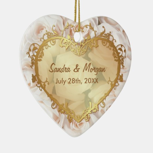 Champagne Roze Rose Elegance 2-zijdig Keramisch Ornament (Rechts)