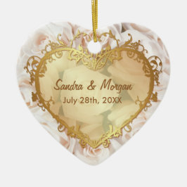 Champagne Roze Rose Elegance 2-zijdig Keramisch Ornament