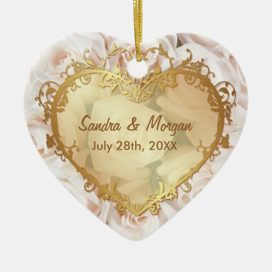 Champagne Roze Rose Elegance 2-zijdig Keramisch Ornament (Voorkant)