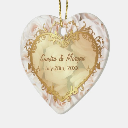 Champagne Roze Rose Elegance 2-zijdig Keramisch Ornament (Links)