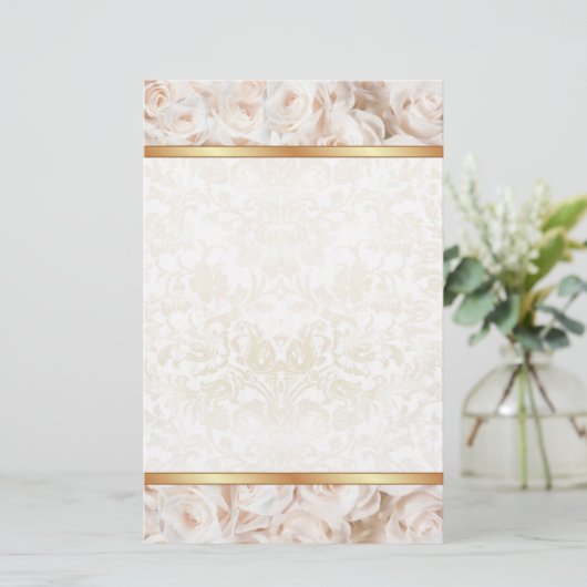Champagne Roze Rose Elegance Briefpapier (Staand voorkant)