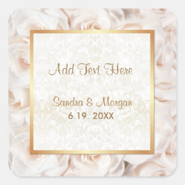 Champagne Roze Rose Elegance Vierkante Sticker