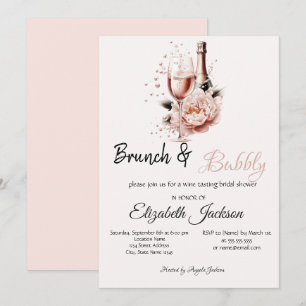 Champagne Roze Rozen Brunch & Mousserende WijnBrui Kaart