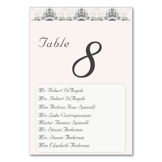 Champagne-roze Trouwtafel Nummer Kaart (Voorkant)