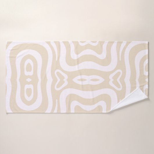 Champagne Roze Wit Abstract Wavy Badhanddoek (Badhanddoek)