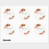 champagne rozen blozen roze bruiloft bedankt ronde sticker (Vel)