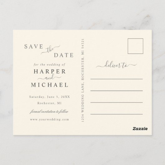 champagne rozen bruiloft behalve datum briefkaart (Achterkant)