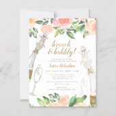 Champagne & Rozen | Brunch & Bubbly Vrijgezellenfe Magnetische Uitnodiging (Voorkant)