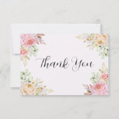 Champagne Rozen Chic Bruiloft Bedankkaart (Voorkant)