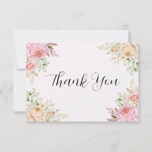 Champagne Rozen Chic Bruiloft Bedankkaart (Voorkant)