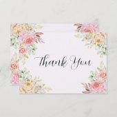 Champagne Rozen Chic Bruiloft Bedankkaart (Voorkant / Achterkant)