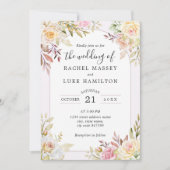 Champagne Rozen Chic Wedding Invitation Kaart (Voorkant)